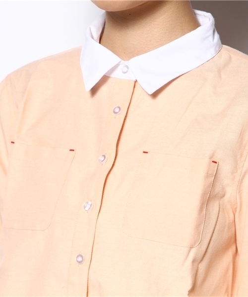 WEGO（ウィゴー）の「クレリックムジシャツ（シャツ/ブラウス・レディース・ホワイト/ブルー/サックスブルー/ライトピンク・FREE）」の7枚目の写真