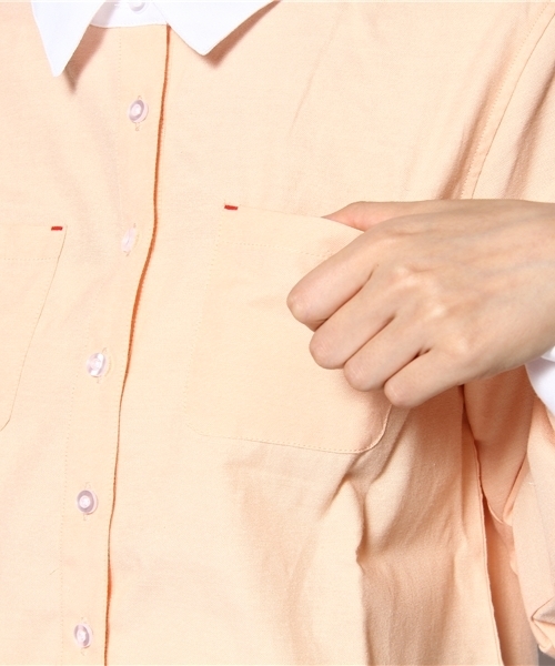 WEGO（ウィゴー）の「クレリックムジシャツ（シャツ/ブラウス・レディース・ホワイト/ブルー/サックスブルー/ライトピンク・FREE）」の9枚目の写真