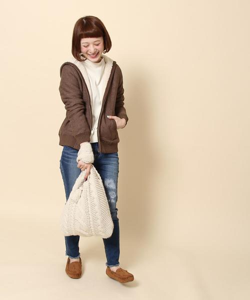 coen（コーエン）の「裏ボアジップパーカー（パーカー・レディース・グレー/ブラウン/ネイビー・MEDIUM/LARGE）」の9枚目の写真