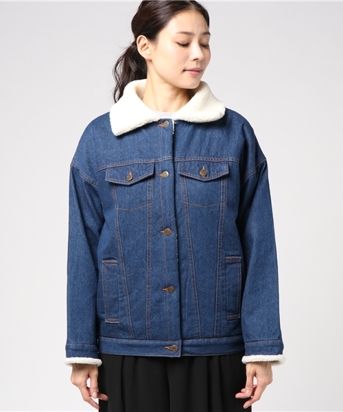 GeeRA(ジーラ)の「裏ボアオーバーサイズGジャン(ブルゾン・レディース・モカ/ブルー・L/M/LL)」の9枚目の写真