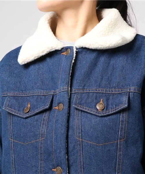 GeeRA(ジーラ)の「裏ボアオーバーサイズGジャン(ブルゾン・レディース・モカ/ブルー・L/M/LL)」の5枚目の写真