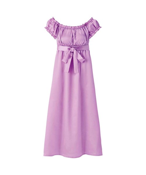 Lingerie by GeeRA(ランジェリーバイジーラ)の「オフショルサテンワンピース(ワンピース・レディース・パープル/ネイビー・LARGE/MEDIUM/X-LARGE)」の1枚目の写真