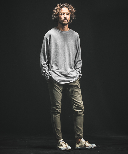 Jih Nunc（ジーヌンク）の「mlt2355-ミニパイルロングスリーブカットソー（Tシャツ/カットソー・メンズ・ブラック/グレー/ライトベージュ・S/M/L）」の7枚目の写真