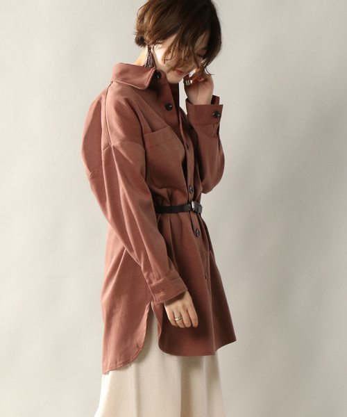 notch.（ノッチ）の「ツイルロングシャツ（シャツ/ブラウス・レディース・ライトグレー/ブラック/ブラウン/ブルー・M）」の3枚目の写真