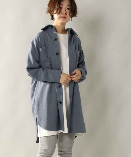 notch.（ノッチ）の「ツイルロングシャツ（シャツ/ブラウス・レディース・ライトグレー/ブラック/ブラウン/ブルー・M）」の4枚目の写真