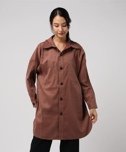 notch.（ノッチ）の「ツイルロングシャツ（シャツ/ブラウス・レディース・ライトグレー/ブラック/ブラウン/ブルー・M）」の8枚目の写真