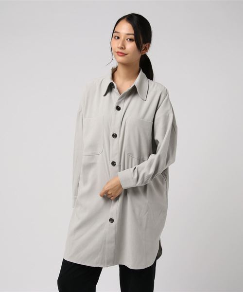 notch.（ノッチ）の「ツイルロングシャツ（シャツ/ブラウス・レディース・ライトグレー/ブラック/ブラウン/ブルー・M）」の9枚目の写真