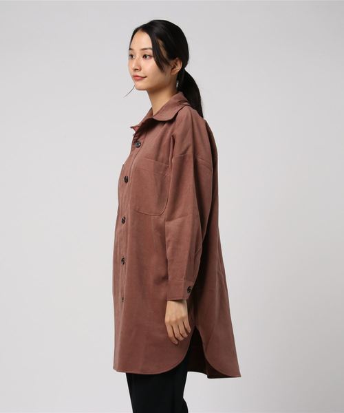 notch.（ノッチ）の「ツイルロングシャツ（シャツ/ブラウス・レディース・ライトグレー/ブラック/ブラウン/ブルー・M）」の6枚目の写真