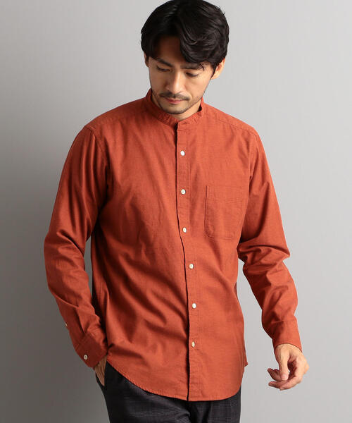 green label relaxing（グリーンレーベルリラクシング）の「SC コードドビー メランジ バンドカラーシャツ（シャツ/ブラウス・メンズ・オレンジ系その他/オリーブ/ライトグレー/コバルトブルー・L/S/M）」の4枚目の写真