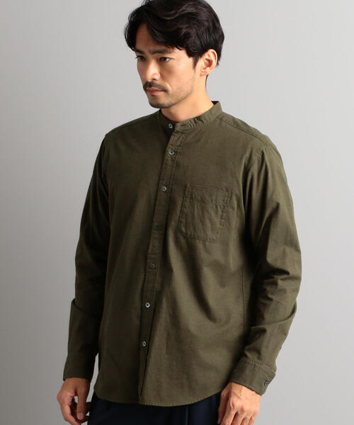 green label relaxing（グリーンレーベルリラクシング）の「SC コードドビー メランジ バンドカラーシャツ（シャツ/ブラウス