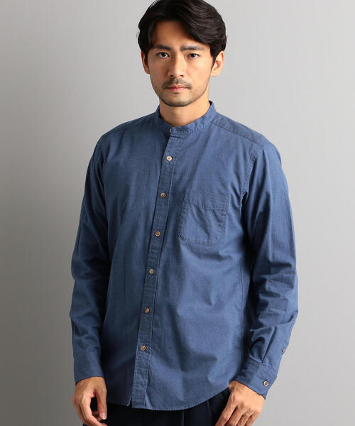 green label relaxing（グリーンレーベルリラクシング）の「SC コードドビー メランジ バンドカラーシャツ（シャツ/ブラウス