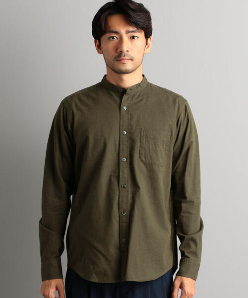 green label relaxing（グリーンレーベルリラクシング）の「SC コードドビー メランジ バンドカラーシャツ（シャツ/ブラウス・メンズ・オレンジ系その他/オリーブ/ライトグレー/コバルトブルー・L/S/M）」の7枚目の写真