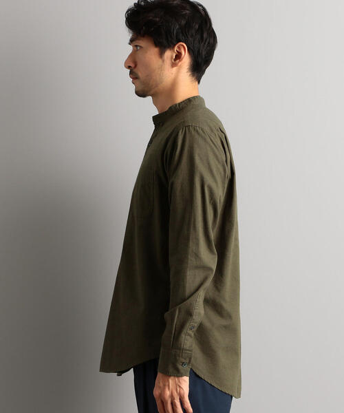 green label relaxing（グリーンレーベルリラクシング）の「SC コードドビー メランジ バンドカラーシャツ（シャツ/ブラウス・メンズ・オレンジ系その他/オリーブ/ライトグレー/コバルトブルー・L/S/M）」の8枚目の写真