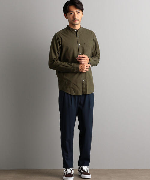 green label relaxing（グリーンレーベルリラクシング）の「SC コードドビー メランジ バンドカラーシャツ（シャツ/ブラウス・メンズ・オレンジ系その他/オリーブ/ライトグレー/コバルトブルー・L/S/M）」の9枚目の写真