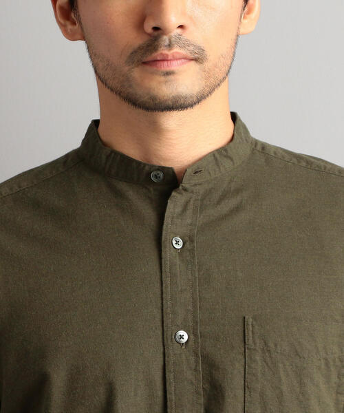 green label relaxing（グリーンレーベルリラクシング）の「SC コードドビー メランジ バンドカラーシャツ（シャツ/ブラウス・メンズ・オレンジ系その他/オリーブ/ライトグレー/コバルトブルー・L/S/M）」の12枚目の写真