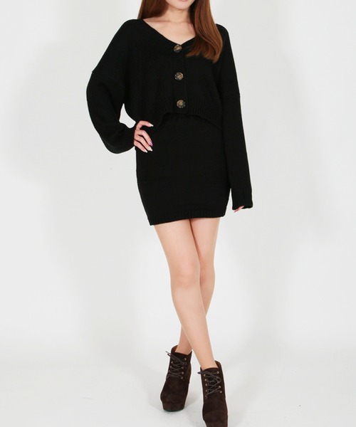 Julia Boutique（ジュリアブティック）の「2点セット・ゆるカーディガンローゲージニットスカートセットアップ/510205（ニット/セーター・レディース・ブラック/グレー/マスタード/ベージュ/ボルドー/モカ/グレー系その他/ブラック系その他2/ブルー系その他2/ベージュ系その他/ブルー系その他/グレー系その他2/イエロー系その他/イエロー系その他2/ブラウン系その他2/ベージュ系その他2/レッド系その他/レッド系その他2/ブラウン系その他/ブラック系その他/パープル系その他2/ピンク系その他2/パープル系その他/ピンク系その他・ONE）」の3枚目の写真