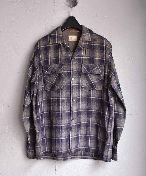 50s60s 100%ウール チェック柄長袖シャツ VINTAGE（ヴィンテージ）の「【ヴィンテージ古着】60's MR