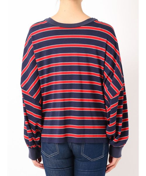 GYDA（ジェイダ）の「ドルマンボーダーロンT（Tシャツ/カットソー・レディース・ブラック/ネイビー/イエロー/ブルー・FREE）」の10枚目の写真