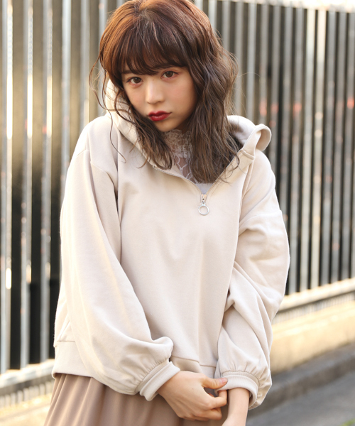 apres jour（アプレジュール）の「ハーフジップフーディ【ZOZOTOWN限定アイテム】（パーカー・レディース・ベージュ/ラベンダー/モカ・フリー）」の12枚目の写真