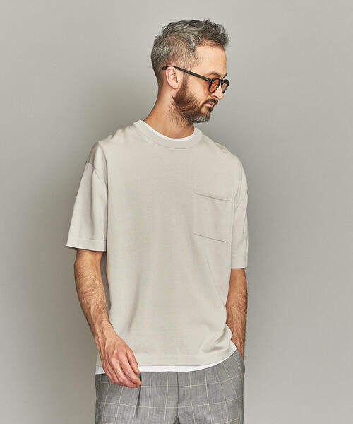 BEAUTY&YOUTH UNITED ARROWS（ビューティーアンドユースユナイテッドアローズ）の「BY 1ポケット ニット Tシャツ（Tシャツ/カットソー・メンズ・パープル/ブラック/ライトグレー・X-LARGE/LARGE/MEDIUM/SMALL）」の3枚目の写真