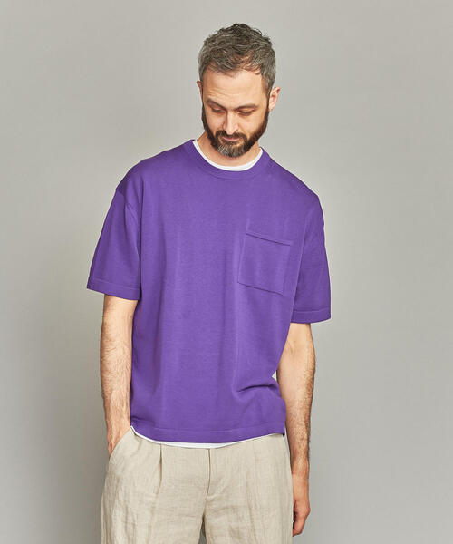 BEAUTY&YOUTH UNITED ARROWS（ビューティーアンドユースユナイテッドアローズ）の「BY 1ポケット ニット Tシャツ（Tシャツ/カットソー・メンズ・パープル/ブラック/ライトグレー・X-LARGE/LARGE/MEDIUM/SMALL）」の6枚目の写真
