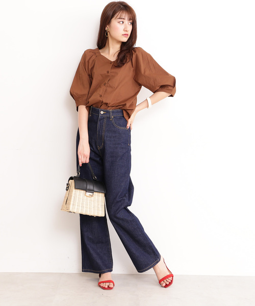 N.（N. Natural Beauty Basic）（エヌエヌナチュラルビューティーベーシック）の「◆スクエアネックコットンブラウス（シャツ/ブラウス・レディース・ブラック/パープル/ブラウン・MEDIUM）」の8枚目の写真