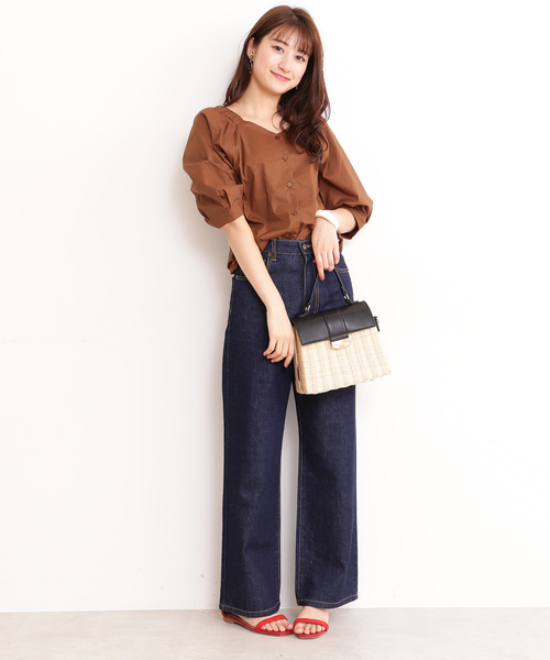 N.（N. Natural Beauty Basic）（エヌエヌナチュラルビューティーベーシック）の「◆スクエアネックコットンブラウス（シャツ/ブラウス・レディース・ブラック/パープル/ブラウン・MEDIUM）」の7枚目の写真