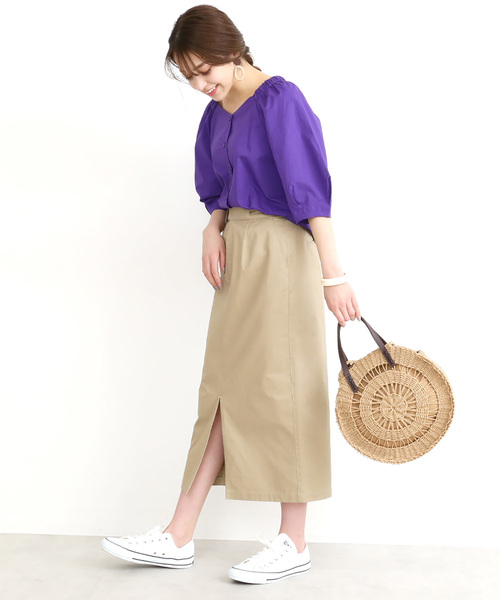 N.（N. Natural Beauty Basic）（エヌエヌナチュラルビューティーベーシック）の「◆スクエアネックコットンブラウス（シャツ/ブラウス・レディース・ブラック/パープル/ブラウン・MEDIUM）」の5枚目の写真