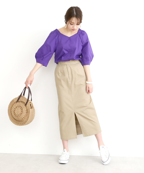 N.（N. Natural Beauty Basic）（エヌエヌナチュラルビューティーベーシック）の「◆スクエアネックコットンブラウス（シャツ/ブラウス・レディース・ブラック/パープル/ブラウン・MEDIUM）」の11枚目の写真