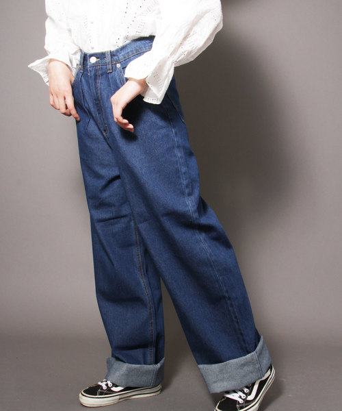 Blasty(ブラスティー)の「【Blasty】ルーズ&ワイドデニムパンツ womens(デニムパンツ・レディース・ライトブルー/ダークブルー・M)」の2枚目の写真