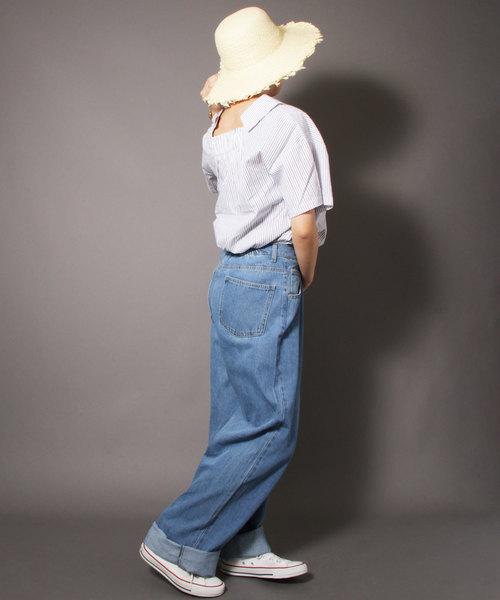 Blasty(ブラスティー)の「【Blasty】ルーズ&ワイドデニムパンツ womens(デニムパンツ・レディース・ライトブルー/ダークブルー・M)」の6枚目の写真