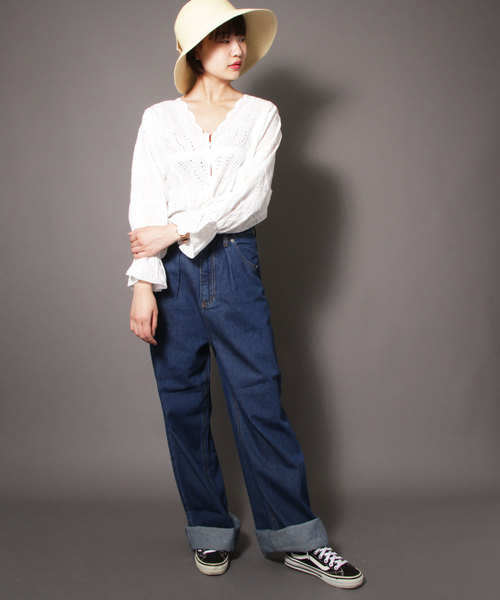 Blasty(ブラスティー)の「【Blasty】ルーズ&ワイドデニムパンツ womens(デニムパンツ・レディース・ライトブルー/ダークブルー・M)」の5枚目の写真