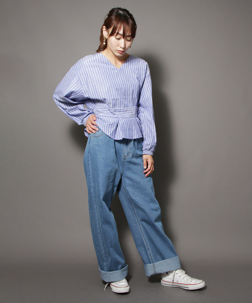Blasty(ブラスティー)の「【Blasty】ルーズ&ワイドデニムパンツ womens(デニムパンツ・レディース・ライトブルー/ダークブルー・M)」の10枚目の写真