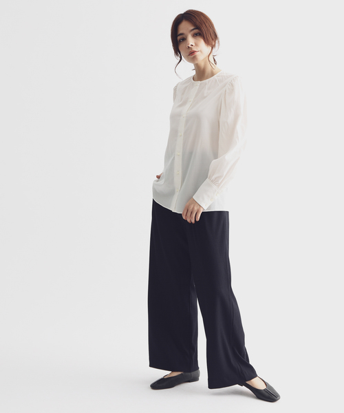 SALON adam et rope'（サロン アダム エ ロペ）の「CU/COギャザースリーブブラウス（シャツ/ブラウス・レディース・ホワイト/キャメル・FREE）」の13枚目の写真