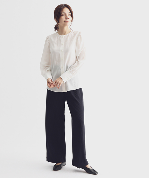 SALON adam et rope'（サロン アダム エ ロペ）の「CU/COギャザースリーブブラウス（シャツ/ブラウス・レディース・ホワイト/キャメル・FREE）」の5枚目の写真