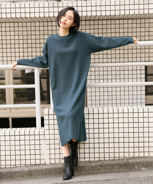 LOWRYS FARM（ローリーズファーム）の「１２Ｇミラノリブワンピ　849367（ワンピース・レディース・ブラック/ベージュ/ブラウン/グリーン/パープル/モカ/イエロー・FREE）」の5枚目の写真