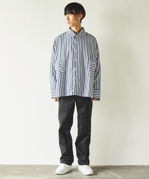 Rocky Monroe（ロッキーモンロー）の「オーバーサイズチェックシャツ ビッグシルエット（シャツ/ブラウス・メンズ・ブラック/サックスブルー/インディゴブルー/ブルー/ホワイト×ブルー/ホワイト×ブラック・M/L）」の8枚目の写真