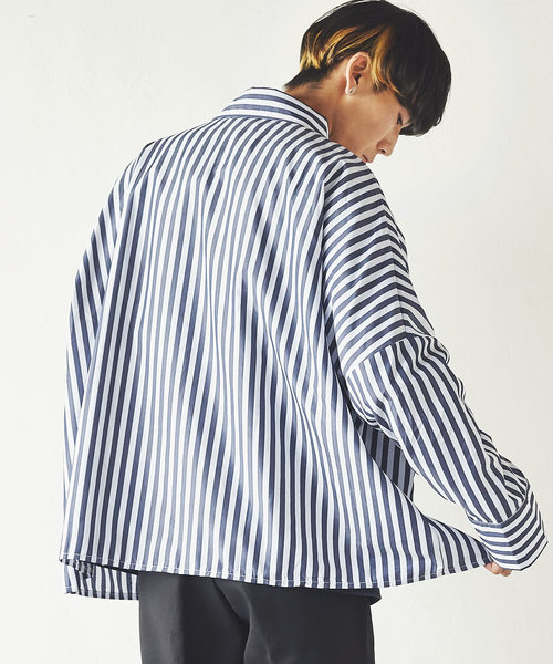 Rocky Monroe（ロッキーモンロー）の「オーバーサイズチェックシャツ ビッグシルエット（シャツ/ブラウス・メンズ・ブラック/サックスブルー/インディゴブルー/ブルー/ホワイト×ブルー/ホワイト×ブラック・M/L）」の12枚目の写真