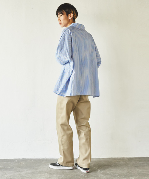 Rocky Monroe（ロッキーモンロー）の「オーバーサイズチェックシャツ ビッグシルエット（シャツ/ブラウス・メンズ・ブラック/サックスブルー/インディゴブルー/ブルー/ホワイト×ブルー/ホワイト×ブラック・M/L）」の10枚目の写真