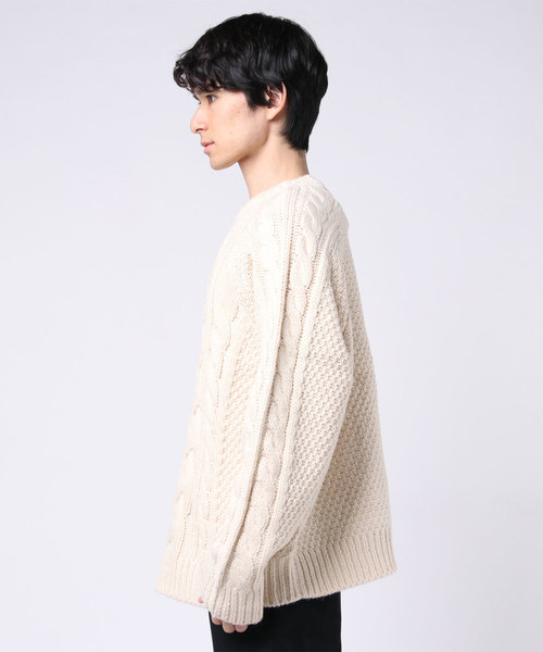 WEGO（ウィゴー）の「WEGO/ロービングヤーンケーブルセーター（ニット/セーター・メンズ・ホワイト/ベージュ・MEDIUM/LARGE）」の15枚目の写真