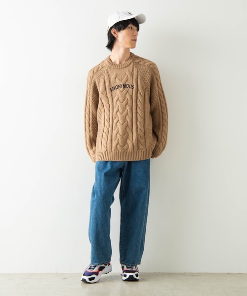 WEGO（ウィゴー）の「WEGO/ロービングヤーンケーブルセーター（ニット/セーター・メンズ・ホワイト/ベージュ・MEDIUM/LARGE）」の3枚目の写真