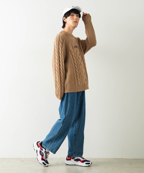 WEGO（ウィゴー）の「WEGO/ロービングヤーンケーブルセーター（ニット/セーター・メンズ・ホワイト/ベージュ・MEDIUM/LARGE）」の5枚目の写真