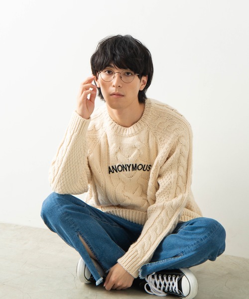 WEGO（ウィゴー）の「WEGO/ロービングヤーンケーブルセーター（ニット/セーター・メンズ・ホワイト/ベージュ・MEDIUM/LARGE）」の8枚目の写真