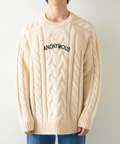 WEGO（ウィゴー）の「WEGO/ロービングヤーンケーブルセーター（ニット/セーター・メンズ・ホワイト/ベージュ・MEDIUM/LARGE）」の9枚目の写真