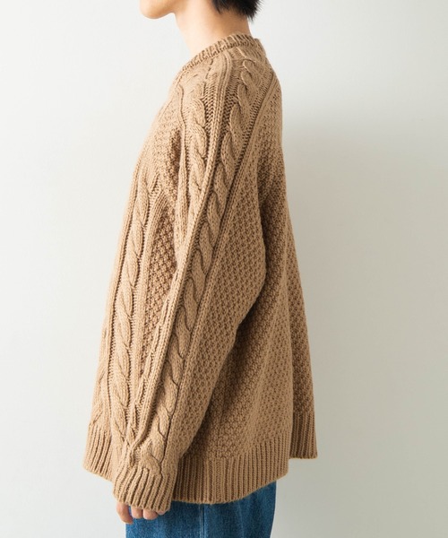 WEGO（ウィゴー）の「WEGO/ロービングヤーンケーブルセーター（ニット/セーター・メンズ・ホワイト/ベージュ・MEDIUM/LARGE）」の13枚目の写真