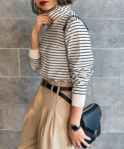 PAGEBOY（ページボーイ）の「タートルカットプルオーバー（Tシャツ/カットソー・レディース・ブラック/オフホワイト/ホワイト×ブラック・FREE）」の18枚目の写真