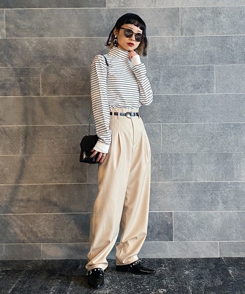 PAGEBOY（ページボーイ）の「タートルカットプルオーバー（Tシャツ/カットソー・レディース・ブラック/オフホワイト/ホワイト×ブラック・FREE）」の10枚目の写真