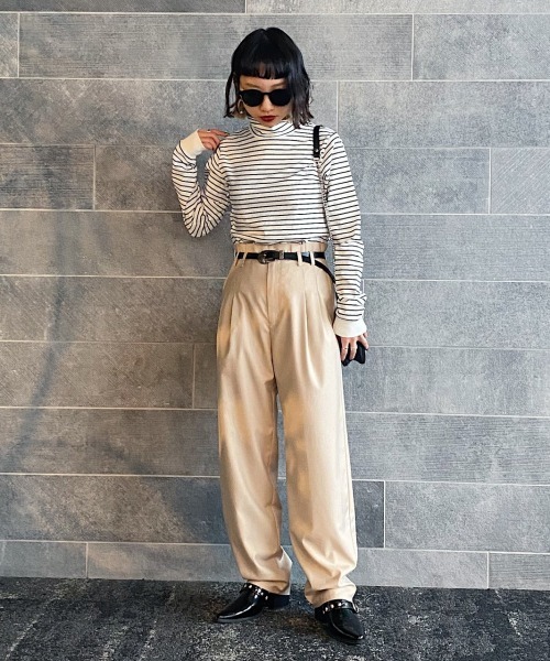 PAGEBOY（ページボーイ）の「タートルカットプルオーバー（Tシャツ/カットソー・レディース・ブラック/オフホワイト/ホワイト×ブラック・FREE）」の14枚目の写真