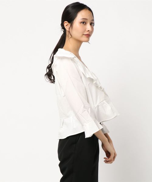 flower（フラワー）の「フリルフレアブラウス（シャツ/ブラウス・レディース・ピンク/ホワイト・FREE）」の3枚目の写真