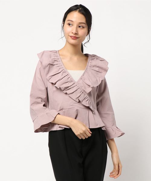 flower（フラワー）の「フリルフレアブラウス（シャツ/ブラウス・レディース・ピンク/ホワイト・FREE）」の11枚目の写真